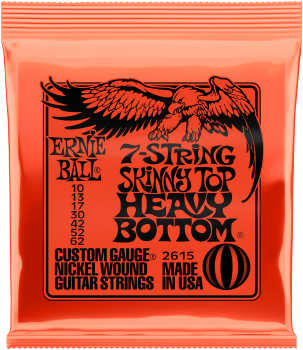 ERNIE BALL Saitensatz, Slinky Nickel 7-String, Skinny Top Heavy Bottom 10-62