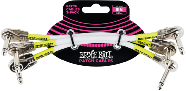 ERNIE BALL Patchkabel, flach gewinkelt/flach gewinkelt, weiß, 15cm, 3er Pack