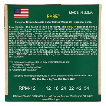 DR, RARE* – Phosphor Bronze Acoustic Guitar Strings: Light 12-54