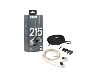Shure SE215-CL InEar Ohrhörer dynamisch, Transparent, Minikl., abnehmbares Kabel:1.62m, inkl.Ohrpassstücke / Etui