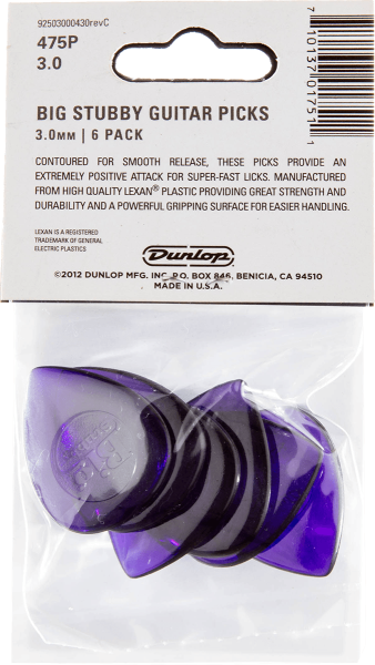 DUNLOP - - Big Stubby 3.00 mm , Player's Pack (6 Stck.)