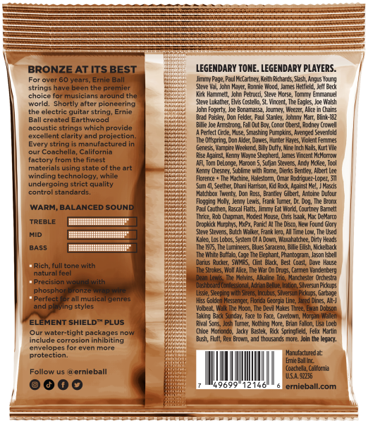 ERNIE BALL Saitensatz, Akustik, Earthwood Phosphor Bronze, Medium Light 12-54