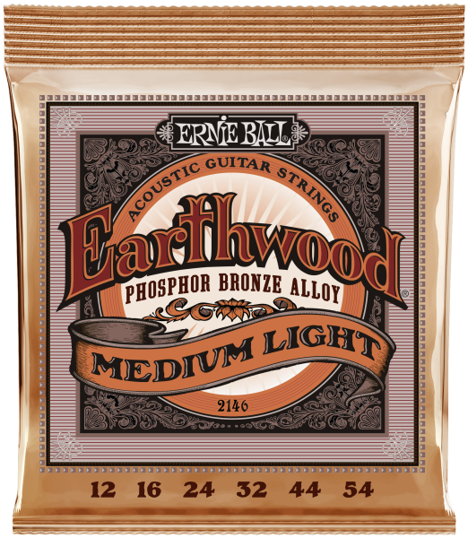 ERNIE BALL Saitensatz, Akustik, Earthwood Phosphor Bronze, Medium Light 12-54