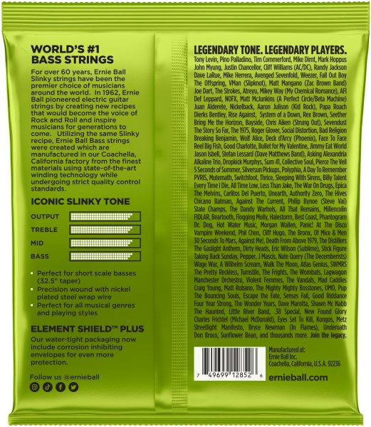 ERNIE BALL Saitensatz, E-Bass, Slinky, Regular Short Scale 45-105