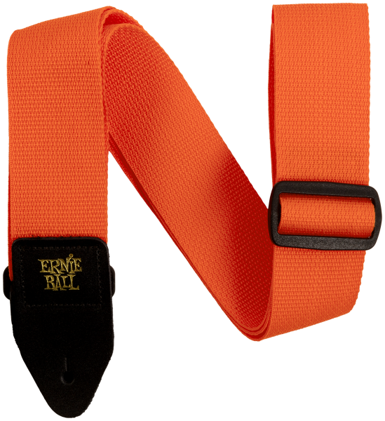 ERNIE BALL Gitarrengurt, Polypro, orange, schwarze Lederenden