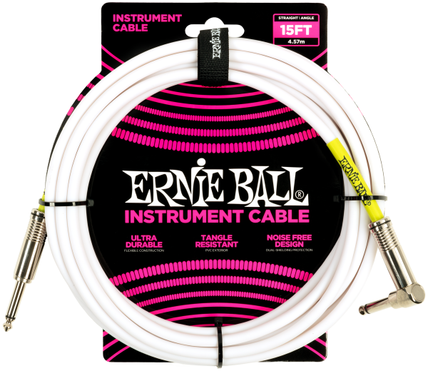 ERNIE BALL Instrumentenkabel, gerade/gewinkelt, weiß, 4,57m