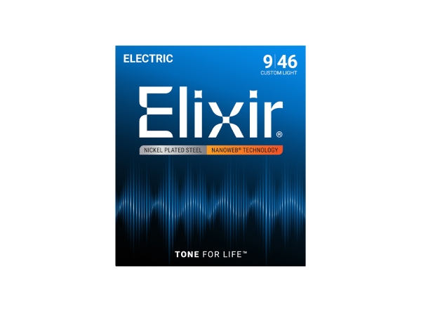 ELIXIR Saitensatz für E-Gitarre, Custom Light, Nickel Plated Steel NANOWEB®, 009-046,