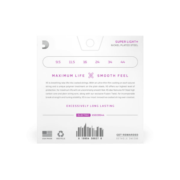 D´Addario - 9.5- 44 Super Light Plus, XS Nickel Saiten für E-Gitarre