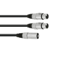OMNITRONIC Adapterkabel XLR(M)/2xXLR(F) 3m sw